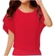 thumbnail image 1 of Tops de camisa de murciélago de gasa de color sólido de manga corta con cuello redondo a la moda para mujer Fridja bn5147, 1 of 4