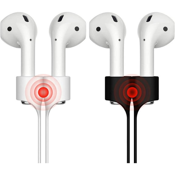 [2 Pack] Magnetic Strap for Airpods Silicone Anti-Lost Strap with Strong Magnetic Adsorption Connector Sports Neck Around Cord Strap for Airpods 2/1 (Black White)