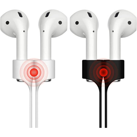 [2 Pack] Magnetic Strap for Airpods Silicone Anti-Lost Strap with Strong Magnetic Adsorption Connector Sports Neck Around Cord Strap for Airpods 2/1 (Black+White)