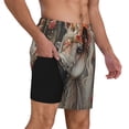 thumbnail image 2 of Fuzoiu Vintage Floral White Horse Print Men's Swim Shorts,Quick-Dry Double-Layer Swim Trunks,Board Trunks,Beach Shorts Swimwear Bathing Suits-XX-Large, 2 of 6