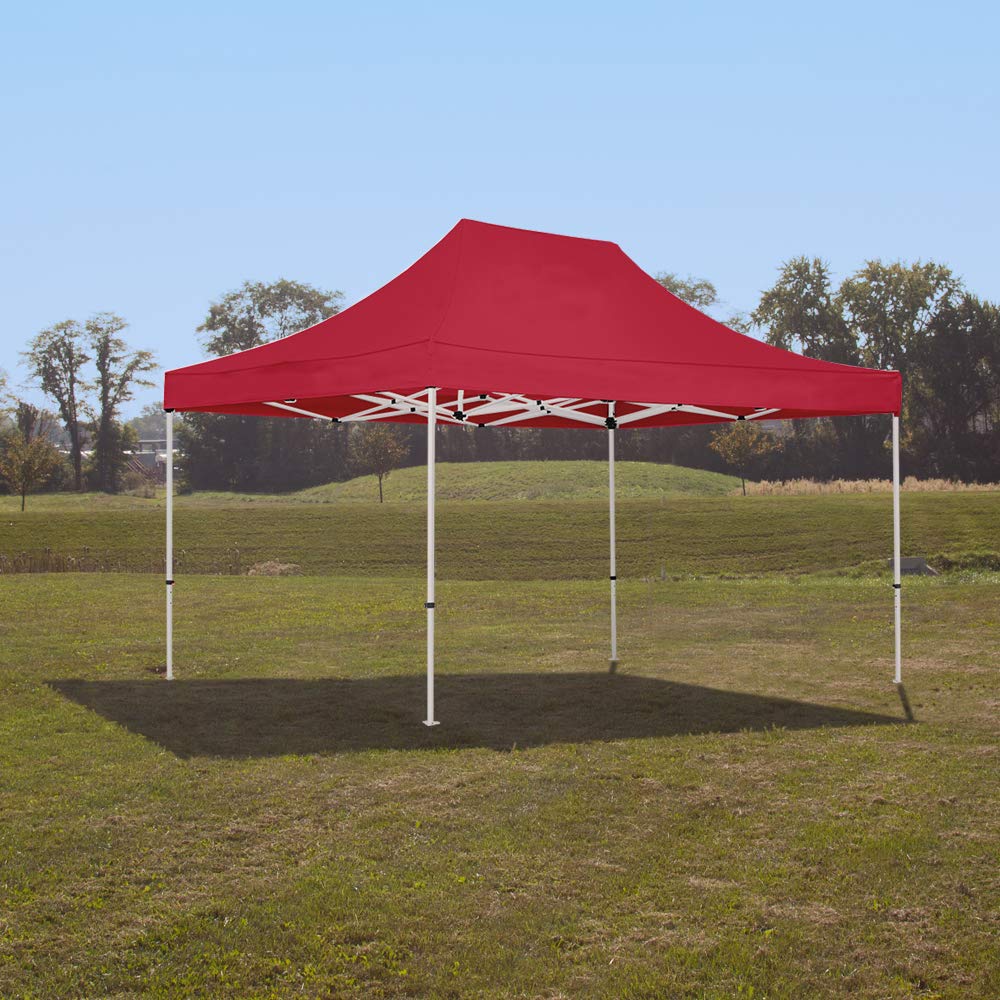 Red 10x15 Pop Up Canopy Tent Durable Aluminum Frame with Water-Resistant  Polyester Fabric Top Sturdy Wheeled Canopy Bag and Stake Kit Included (5  Color Options)