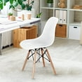 thumbnail image 3 of Costway Set of 4 Plastic Hollow Out Chair Mid Century Modern Wood-Leg Seat White, 3 of 12