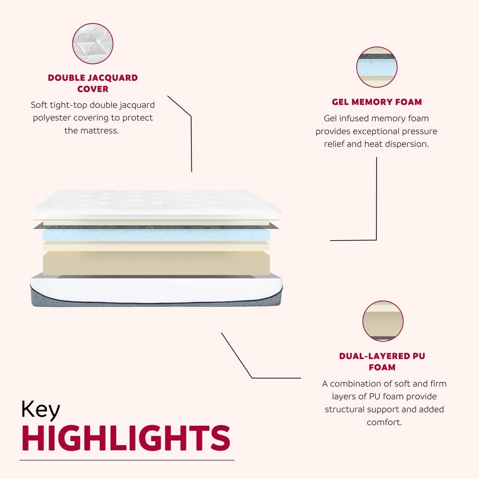 Miekor Furniture Ultra Plush 13 in. Medium Gel Memory Foam Mattress for King Size Bed in a Box with Double Layered Jacquard Cover 57768