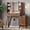 Walnut, variant on FANRAL LED Lighted Mirror Vanity Desk with Fluted Design,Charging Station & Glass Top,Modern Dressing Table with Storage Drawers & Shelves for Bedroom,Gray Vanity
