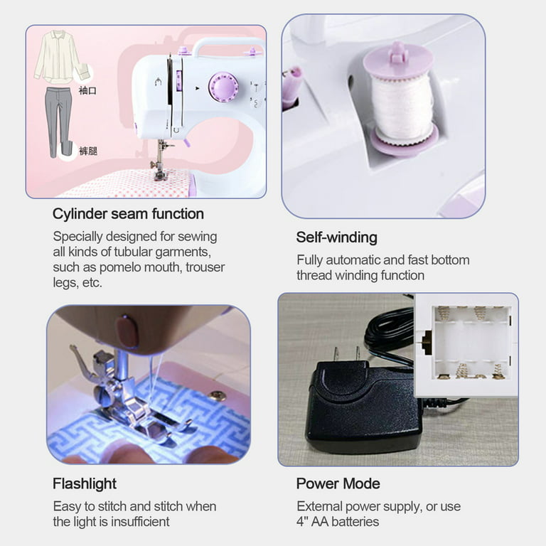 Mini Sewing Machine Portable Dual Power Supply Electric Small Sewing  Machine for Beginners Children 100-240V (US Plug)