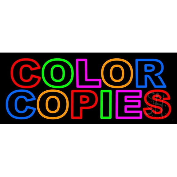 Color Copies 3 LED Neon Sign 10 x 24 - inches, Clear Edge Cut Acrylic Backing, with Dimmer - Bright and Premium built indoor LED Neon Sign for Computer & Electronics store decor.