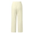 thumbnail image 6 of Women's Soft Cotton Blend Drawstring Wide Leg Pants, Mid Waist Pull On Elastic Waist, Tummy Control Flowy Trouser, Relaxed Fit Casual Pants, Linen Feel Long Pants for Summer,, 6 of 9