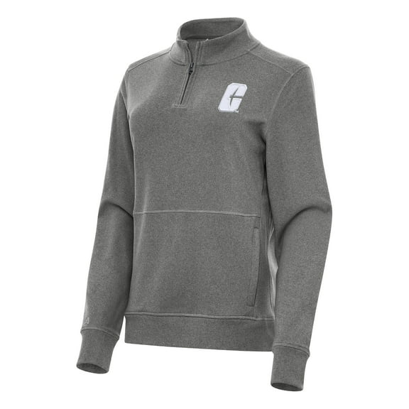 Women's Antigua Heather Black Charlotte 49ers Crush Quarter-Zip Fleece Sweatshirt