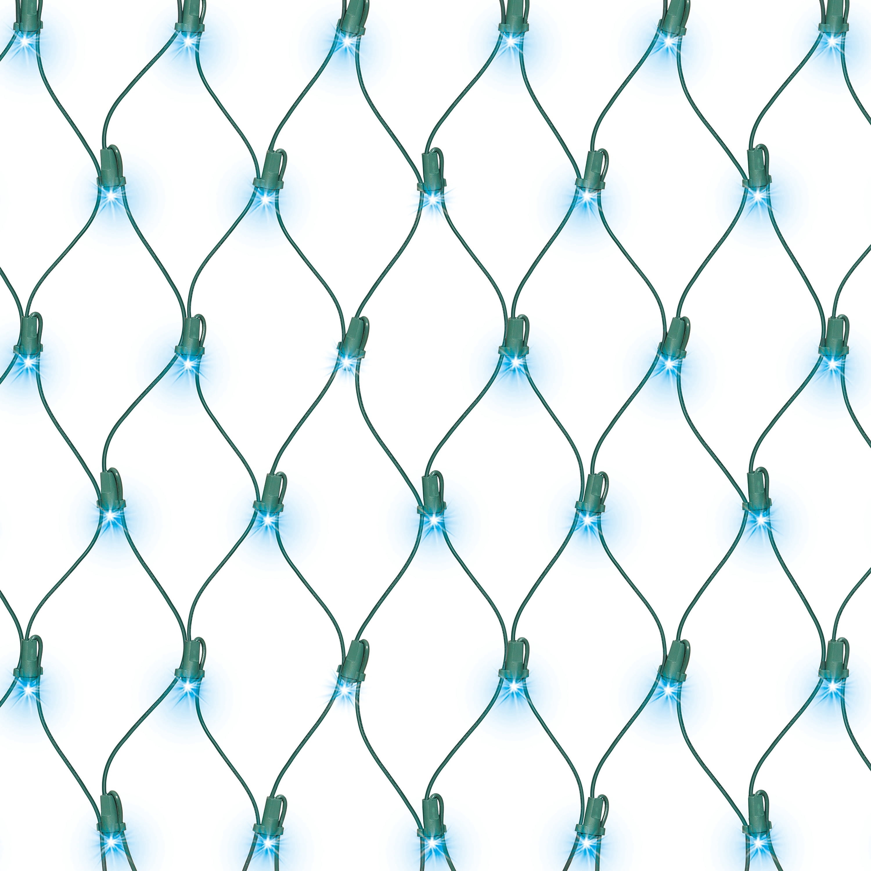 Indoor/Outdoor 160-Count LED 8-Function Sync Christmas Net Lights, Blue, Green Wire, 6' x 4', by Holiday Time