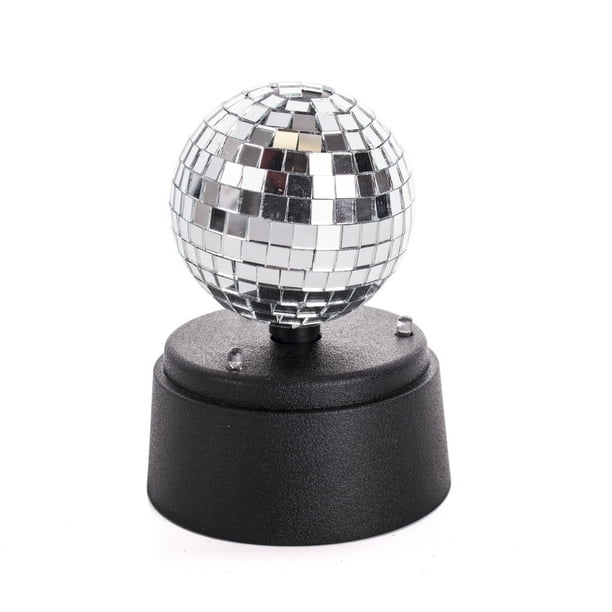 Playmaker Toys Mini Mirror Disco Ball 5" LED Decoration, Silver Black