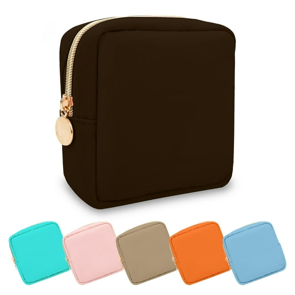 Estuche de maquillaje UIXIZQ, minineceser de viaje de nailon, color chocolate