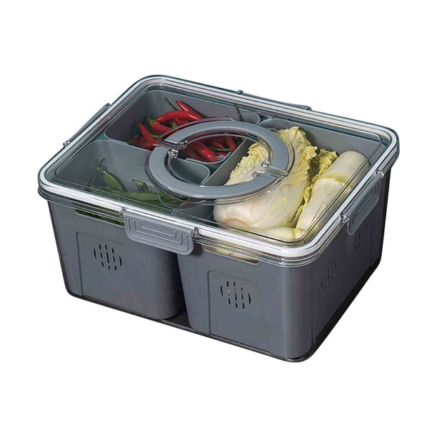 Contenedor Organizador para Refrigerador con Tapa | Contenedor Apilable y Removible para Almacenamiento de Frutas y Verduras en Cocina y Refrigerador | Plástico PET de Calidad Alimentaria