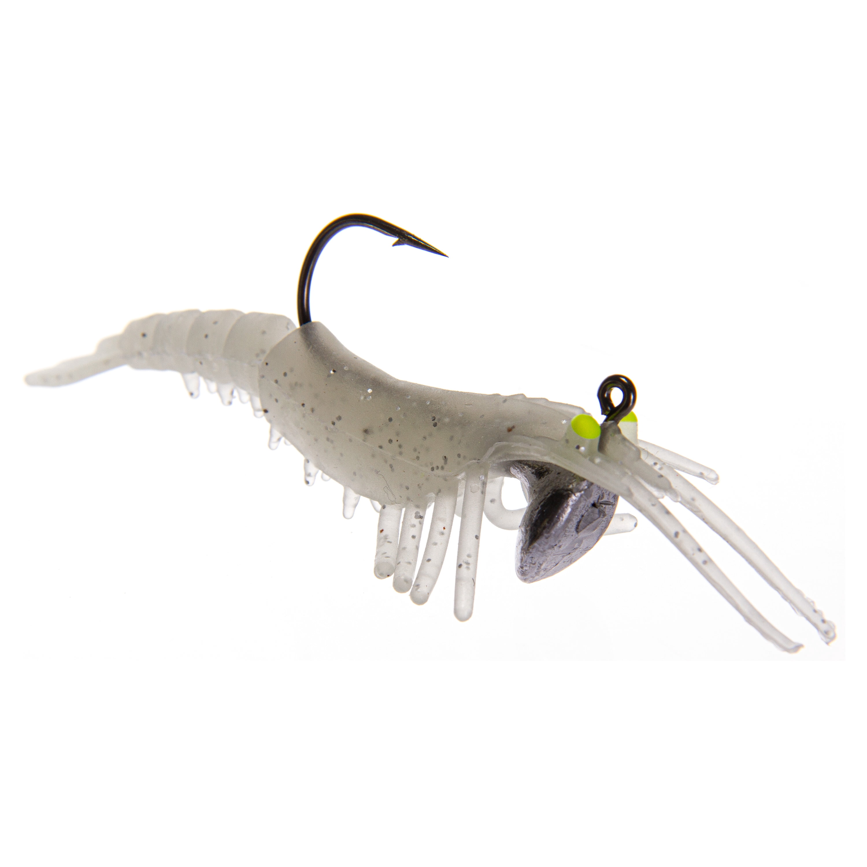 Ozark Trail Soft Plastic Saltwater Shrimp Fishing Lures, Silver Speckled, 2-Pack