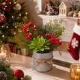 thumbnail image 7 of Euahivb Christmas Artificial Greenery Decor Farmhouse Floral Arrangement with Pine Berries and Succulent in Rustic Tin Pot for Holiday Tabletop Shelf Centerpiece, 7 of 7