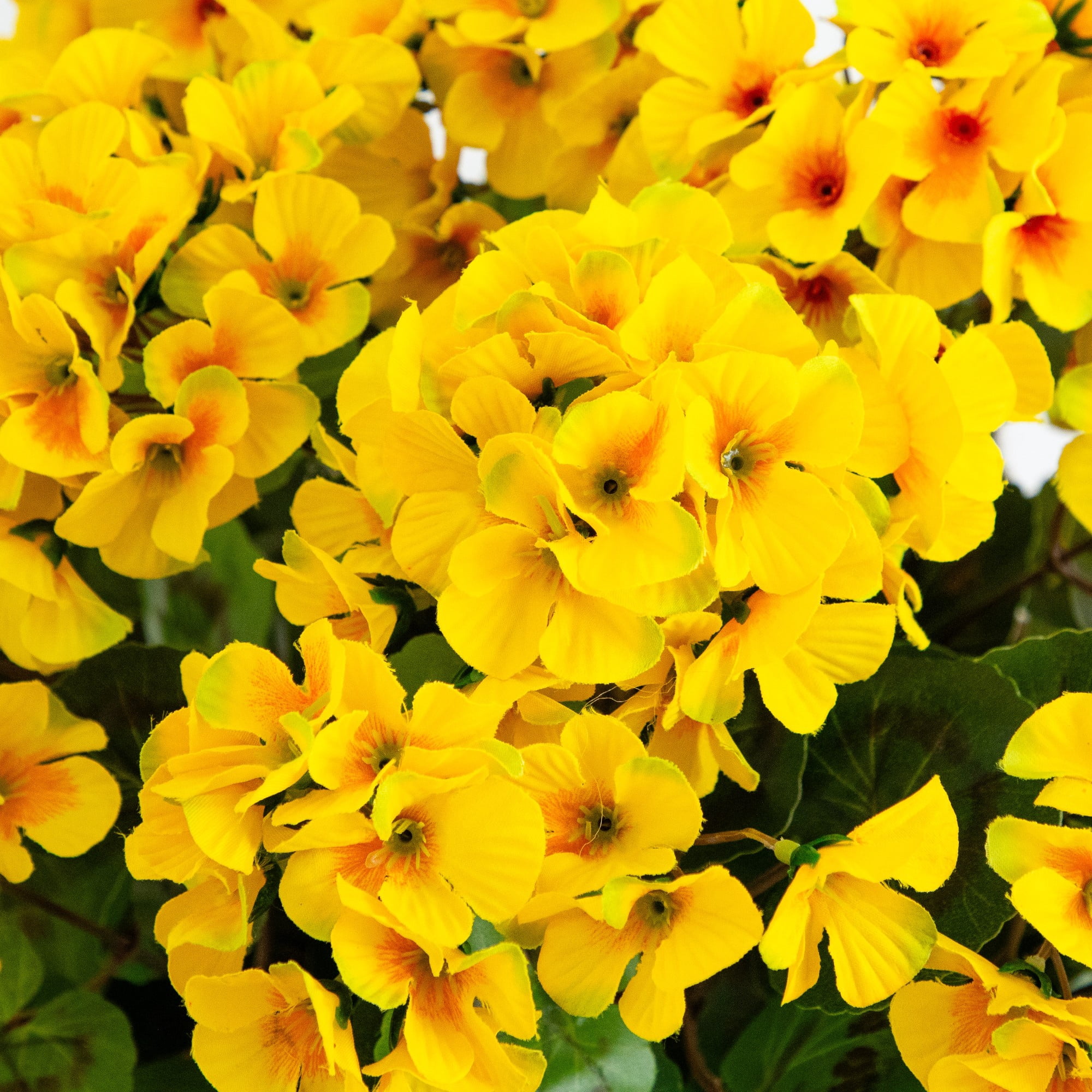 Nearly Natural UV Resistant Outdoor Artificial Geranium Plant in Hanging Basket - 19" - Yellow