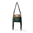 thumbnail image 4 of Women's Western Fringe Leather Hand Bag – Sling Bag Suede Hair-On Handbag with Adjustable Strap, Handmade Sling Purse 12"x10" Black n Green, 4 of 8