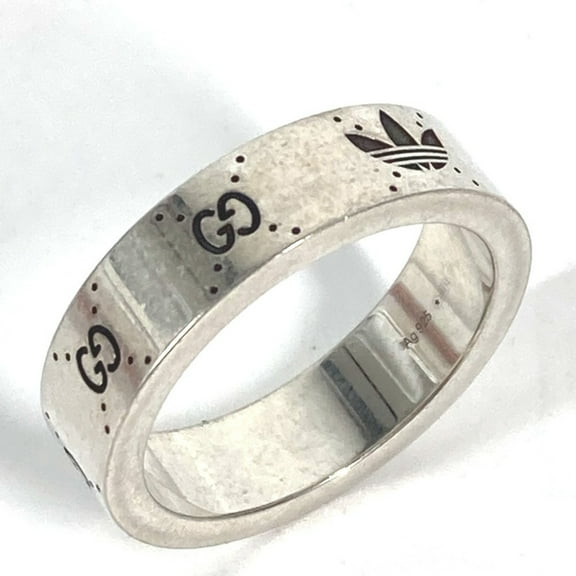 Pre-Owned GUCCI 702766 adidas Collaboration Engraved Wide Ring, AG925 Silver, Men's,... (Good)