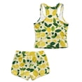 thumbnail image 5 of Xoenoiee Lemon Heart Leaves Print Girls Swimsuit 2 Piece Tankini Set Girls Sleeveless Swimwear Swim Shorts Hawaiian Skin-friendly Bathing Suit for Teen Girls, 10-11 Years, 5 of 7