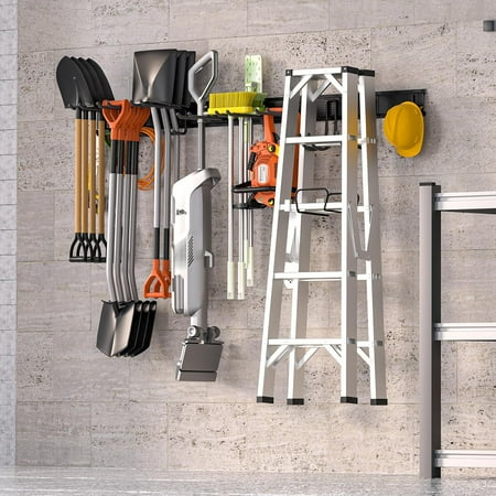 64 Inch Wall Mount Garage Tool Organizer with Removable Heavy Duty Hooks