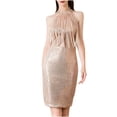 thumbnail image 1 of Bigersell Robes Débardeurs Sans Manches pour Femmes Mode Femmes Robe Régulière Unie à Épaules Dénudées Sans Manches à Col en V Robe Évasée pour Femme Style 26495, Robes Asymétriques pour Femme Kaki TG, 1 of 9