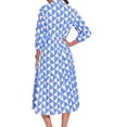 thumbnail image 4 of Womens Color Block Long Sleeve Boho Midi Dress Casual Beach Button Down Shirt Dress, 4 of 6
