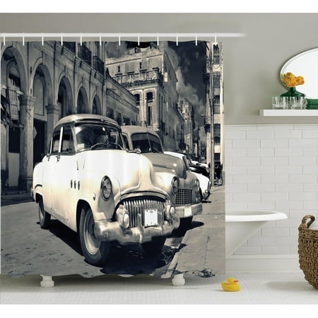 Old Car Decorations Panoramic View Of Shabby Havana Street With Old Car Decorations Panoramic View Of Shabby Havana Street With Vintage Clic American Cars