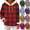 Blue Sweatshirts, variant on Women's Oversized Plaid Faux Fur Trim Hoodies Sweatshirts Drawstring Kangaroo Pocket Comfortable Fall Tops S-2XL