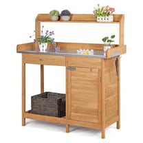 Auranook Outdoor Potting Bench Table, Solid Wood Potting Table with ...