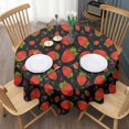 thumbnail image 3 of Red Strawberry Plants Fruit Pattern Black Pattern Round Tablecloth 60"x60",Wrinkle Wipeable Table Cloth for Kitchen Dining Room Picnic Patio Party, 3 of 6