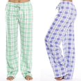 thumbnail image 2 of benyan Women's Classic Plaid Home Loose Pants, Green, L, 2 of 3