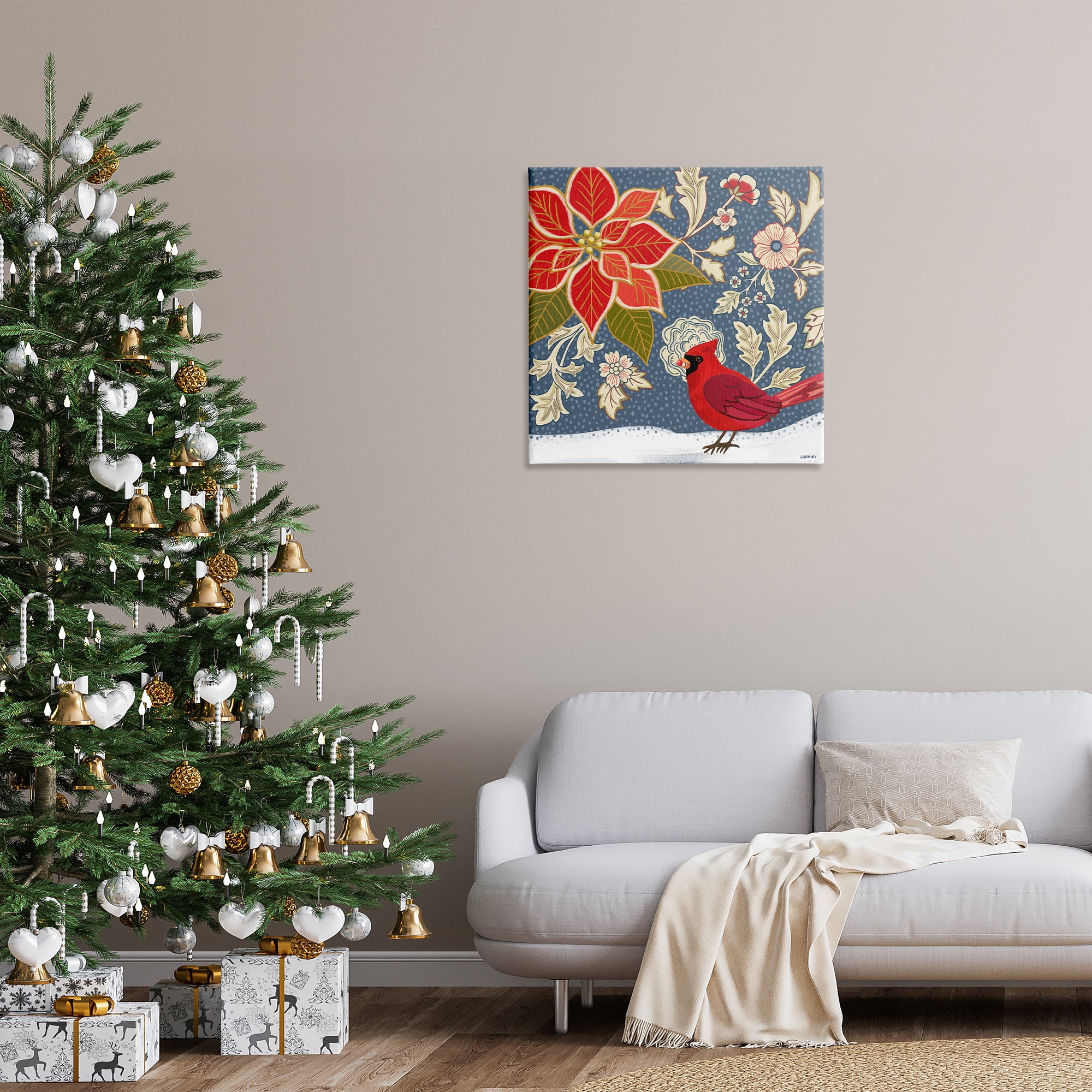 Stupell Industries Winter Cardinal in Snow Animals & Insects Painting Gallery Wrapped Canvas Art Print Wall Art, 30 x 30