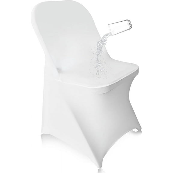 EMART White Folding Chair Covers 25 Pcs, Waterproof Universal Standard Seat Slipcovers for Wedding, Party, Banquet