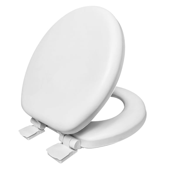 Plexon Soft Cushioned Toilet Seat, Round, White, Slow-Close Lid & Seat, Quick-Release Hinge, Easy To Clean & Change