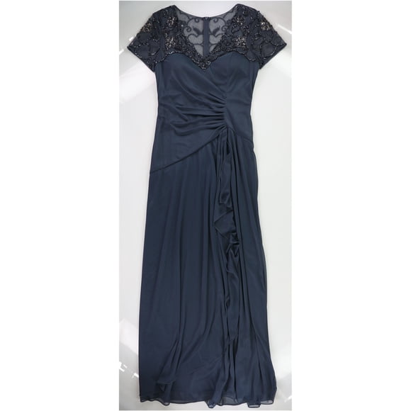 XSCAPE Womens Ruched Gown Dress, darkgray, Plus Size, 16W