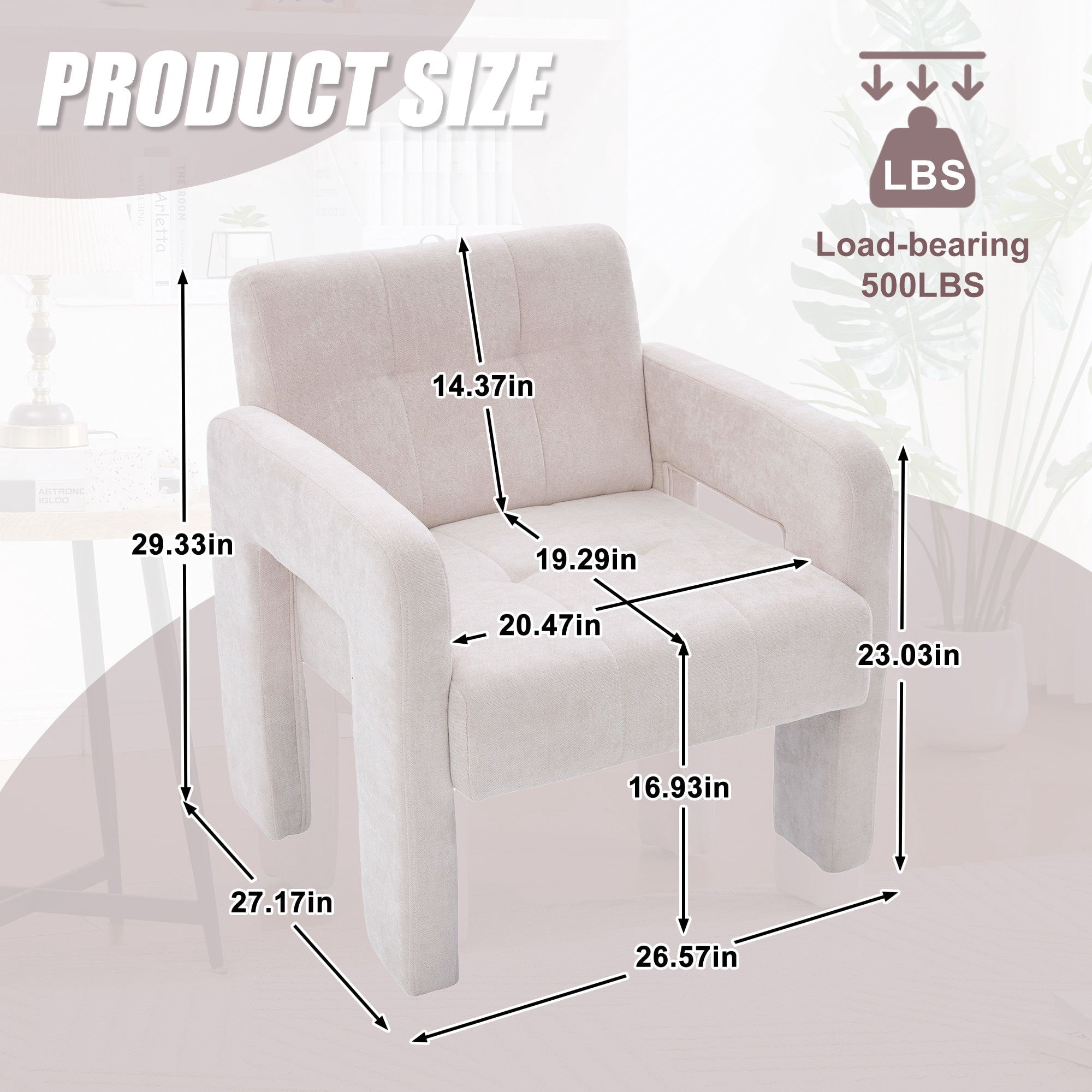 Sailvan Modern Minimalist Single Armchair,Soft Chenille Accent Chair for Living Room,Bedroom & Office,Comfy Nordic Reading Chair Beige