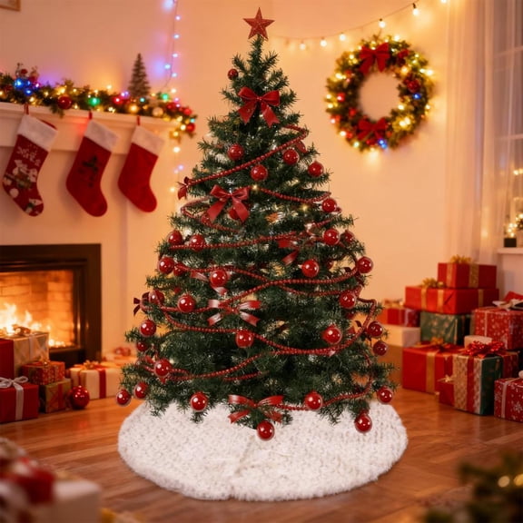 Feltree Red Christmas Wooden Bead Garland 13 Ft Long with 308 Beads for Tree Fireplace Window Decor Holiday Gift