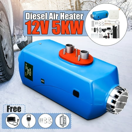 12V 5KW Blue Metal Shell Car Air Heater Car Warmer Heating Machine With LCD Dynamic Thermostat + Remote Control+Silencer+10L Fuel