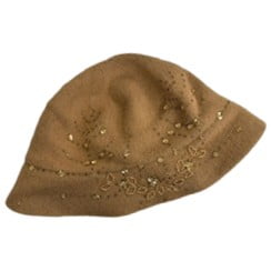 Womens Brown Sequin Bucket Cap Hat