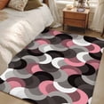 thumbnail image 4 of Pink Black Wavy Area Rugs 4x6 ft Medieval Abstract White Grey Pink Black Texture Washable Rug Non Slip Indoor Carpet Absorbent Floor Mat for Living Room Bedroom Dining Room, 4 of 9