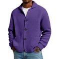 thumbnail image 2 of Men's Long Sleeve Waffle Knit Button Down Lapel Business Casual Solid Color Shirt for Spring Fall Trendy Wear,Purple,L, 2 of 5