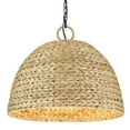 thumbnail image 2 of Golden Lighting Rue 5-light Pendant in Matte Black and Woven Sweet Grass shade, 2 of 5