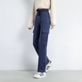 thumbnail image 1 of Pantalones deportivos negros ajustados de cintura alta para mujer, holgados, informales, de primavera, 1 of 6