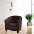 thumbnail image 5 of Eurhowing Stretch Tub Chair Slipcover, Elastic Soft Velvet Armchair Cover, Washable Furniture Protector for Living Room, Office, Brown, 5 of 7