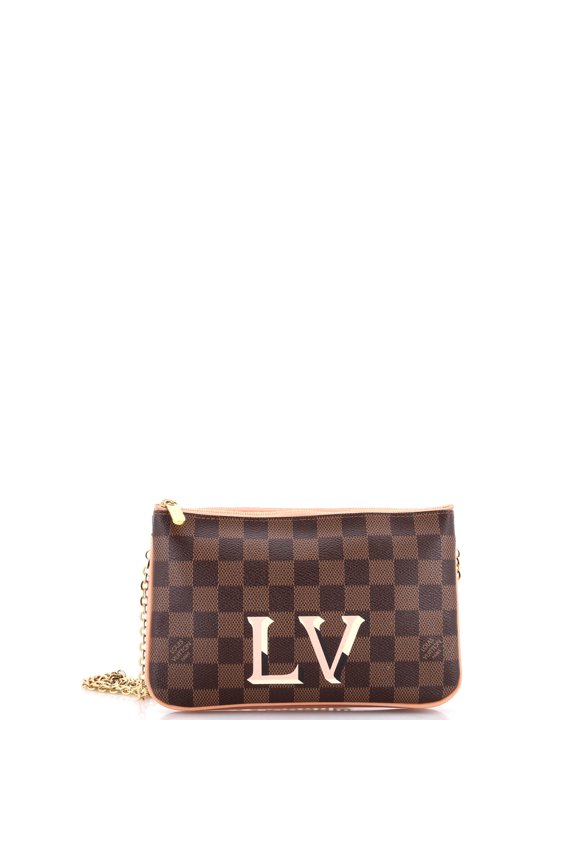 Pre-Owned Double Zip Pochette Damier By Rebag