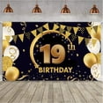 thumbnail image 3 of Decoraciones para fiesta de cumpleaños, cartel con Logo de oro Ultra negro, pancarta de fondo para fotomatón de aniversario, 3 of 5