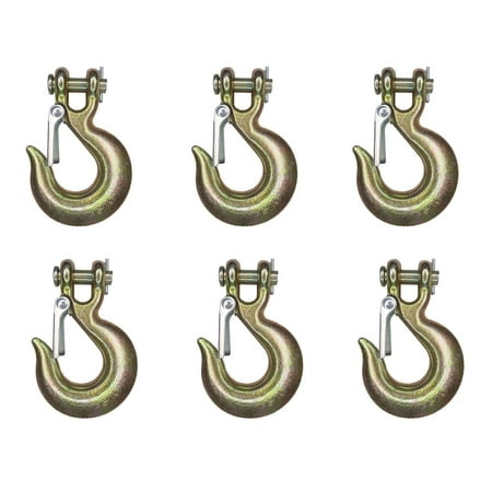 

6 Pack Heavy Duty G70 1/4 Clevis Slip Hook Flatbed Truck Trailer Transport Tow Chain Hook 3150 lbs WLL