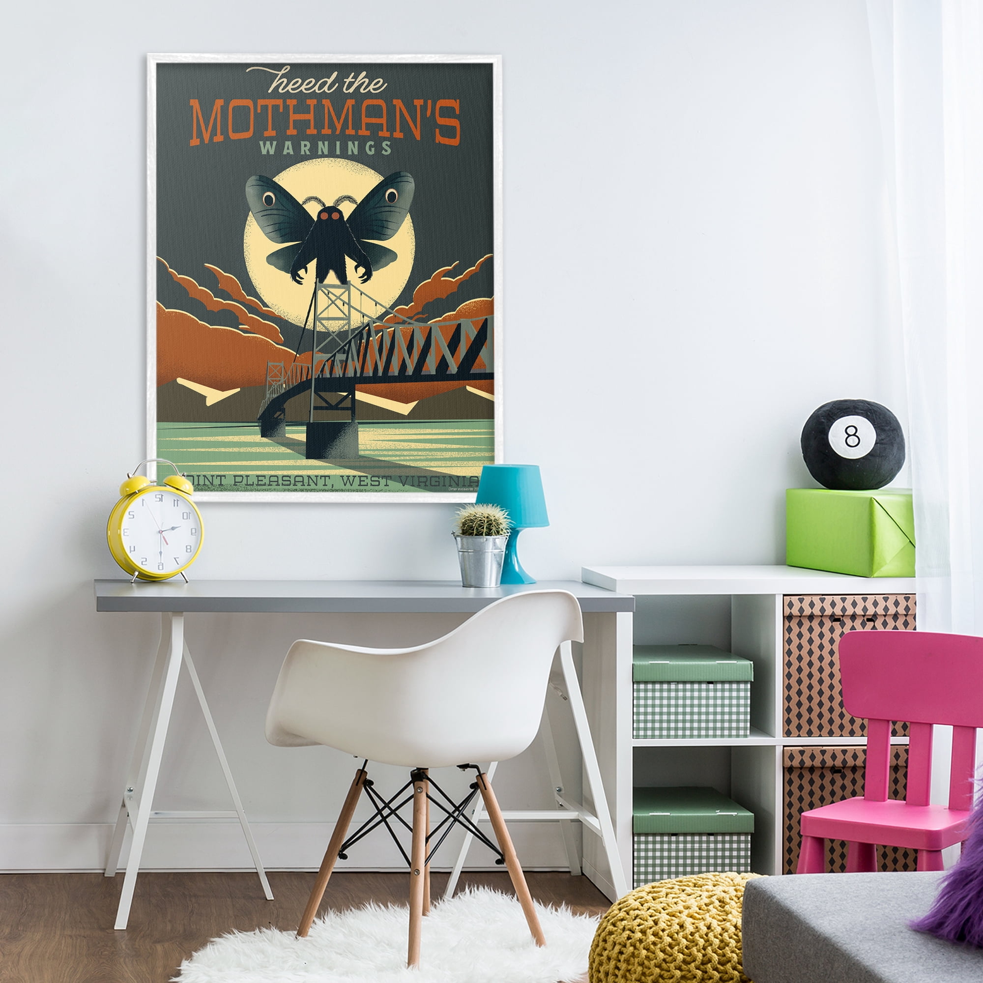 Stupell Industries Cryptid Tourism West Virginia White Framed Giclee Art, design by Omar Escalante