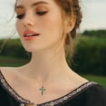 thumbnail image 4 of YIFSIY Rotated Crown Cross Necklaces 925 Sterling Silver Round Cut May Emerald Faith Cross Birthstone Pendant Necklace for Women, 4 of 7