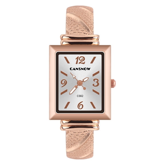 Rose-Gold Square Watch: Ivory Dial & Woven Cuff Strap for Feminine Glam