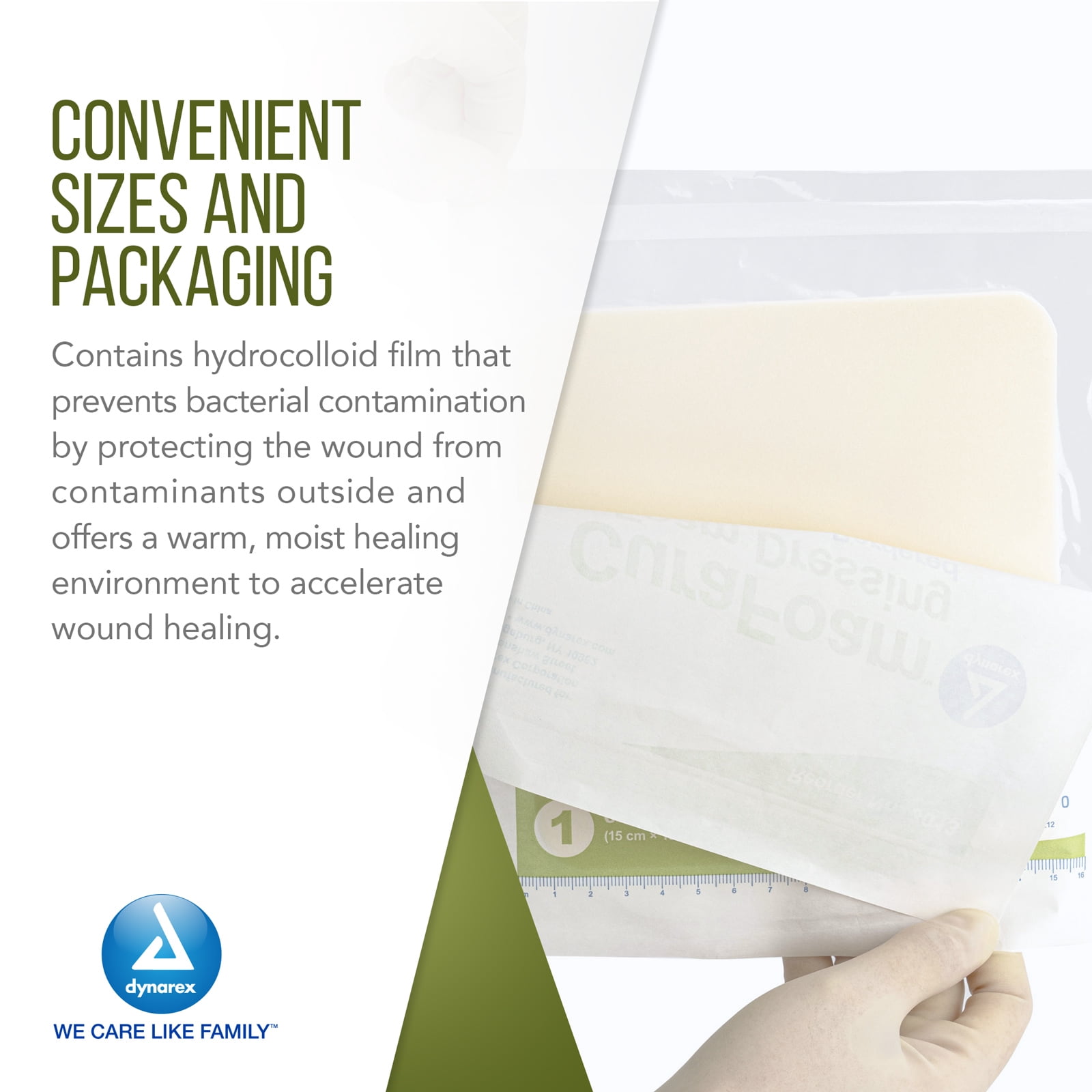 Dynarex CuraFoam Foam Dressings, Non-Bordered, Sterile, Provides Cushioned and Moist Wound Care, Used for Medium to Heavy Exuding Wounds, 6" x 6", 1 Box of 10 CuraFoam Dressings